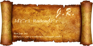 Jári Radomér névjegykártya